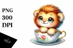 Colorful Smiling Lion Tea Cup Splash Clipart Product Image 1
