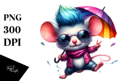 Watercolor Vibrant Mouse Dancing PNG Product Image 1