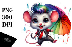 Watercolor Vibrant Mouse Dancing PNG Product Image 1