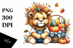 Quirky Baby Lion Holding Basket | Sublimation | Clipart Product Image 1