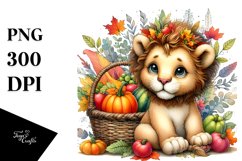 Quirky Baby Lion Holding Basket | Sublimation | Clipart Product Image 1