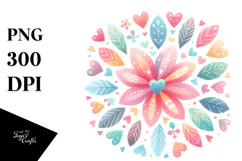 Simple Flower with Heart Petals PNG Product Image 1