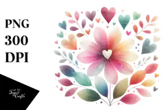 Simple Flower with Heart Petals PNG Product Image 1
