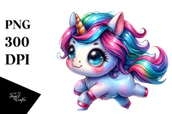 Running Baby Unicorn, PNG Product Image 1