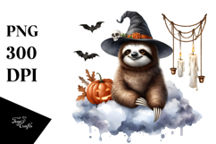 Halloween Sloth on Cloud, High-Res PNG Product Image 1