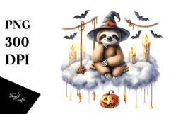 Sloth Dressed for Halloween on Cloud PNG Product Image 1