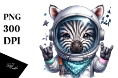 Energic Baby Zebra with Astronaut Helmet PNG Product Image 1