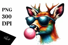 Quirky Deer Portrait with Sunglasses | Sublimation | Clipart Product Image 3
