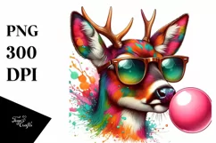 Quirky Deer Portrait with Sunglasses | Sublimation | Clipart Product Image 1