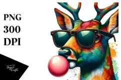 Quirky Deer Portrait with Sunglasses | Sublimation | Clipart Product Image 1