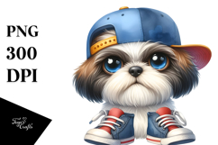 Watercolor Shih Tzu Hat Sports Shoes Funny Haircut Clipart Product Image 1