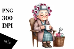 Colorful Old Lady Hair Curlers | Clipart Product Image 3