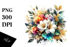 colorful Bouquet with Foil Gardenia | Abstract Clipart Product Image 1