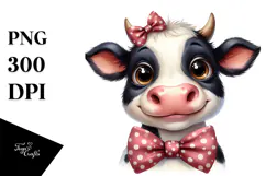 Funny Cow with Bow and Tie, High-Res PNG Product Image 1