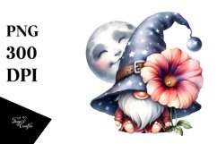 Cute Baby Gnome with Morning Glory PNG Product Image 1