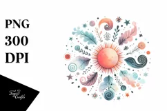 Colorful Pastel Watercolor Sun | Sublimation | Clipart Product Image 3