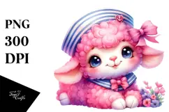 Cute Baby Lamb Sailor PNG Product Image 1