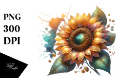 Sunflower with Metallic Accents PNG Product Image 1