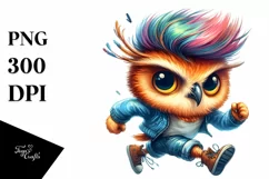 Cute Baby Owl Running PNG Product Image 3