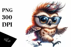 Expressive Baby Owl with Cool Haircut PNG Product Image 1
