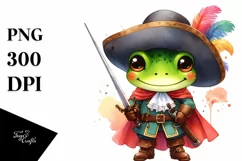 Colorful Frog in Musketeer Suit PNG Product Image 1