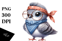 Watercolor Funny Dove Standing Bandana Fancy es Sublimation Product Image 1