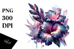 Glossy Gladiolus Watercolor Splash | Sublimation | Clipart Product Image 3