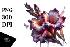 Glossy Gladiolus Watercolor Splash | Sublimation | Clipart Product Image 1