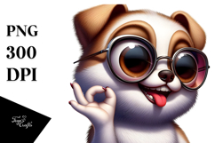 Cute Dog with Oversized Sunglasses PNG Product Image 1