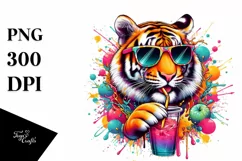 Colorful Tiger Straw Drink | Sublimation | Clipart Product Image 3