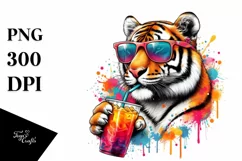Colorful Tiger Straw Drink | Sublimation | Clipart Product Image 1