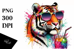 Colorful Tiger Straw Drink | Sublimation | Clipart Product Image 3