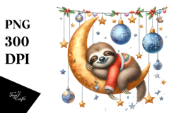 Vibrant Baby Sloth Sleeping on the Moon Product Image 1
