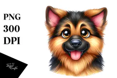 Watercolor Baby German Shepherd Cartoon, Transparent PNG Product Image 1