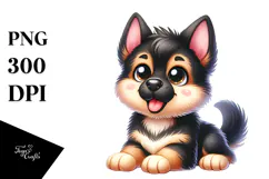 Happy German Shepherd Cartoon, Transparent PNG Product Image 1