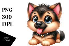 Happy German Shepherd Cartoon, High-Quality PNG Product Image 1