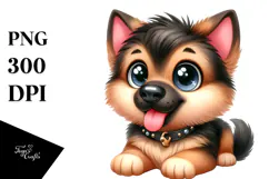 Happy German Shepherd Cartoon, High-Quality PNG Product Image 1