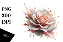 Red Rose with Golden Insertions PNG Product Image 1
