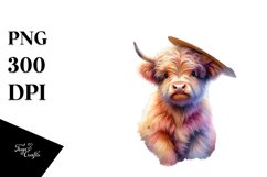 Colorful Baby Highland Cow Provencal Town PNG Product Image 1