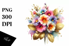 Colorful Primrose Splash Bouquet | Sublimation | Clipart Product Image 3