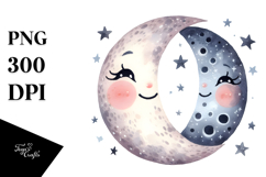 Smiling Whimsical Moon, Transparent PNG Product Image 1