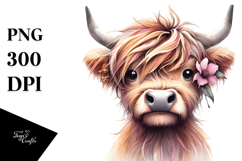 Funny Highland Cow with Cool Hair, High-Res PNG Product Image 1