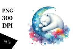 Colorful Polar Bear on Moon Sticker Clipart Product Image 1