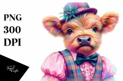 Colorful Baby Highland Cow in Foxtrot Dancer's Attire, PNG Product Image 3