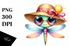 Colorful Watercolor Cute Baby Dragonfly, Sun es Product Image 1