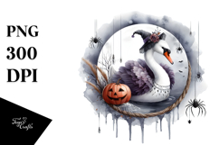 Swan Dressed for Halloween on Half Moon PNG Product Image 1