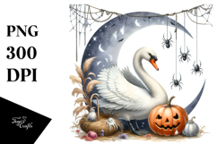 Swan Dressed for Halloween on Half Moon PNG Product Image 1