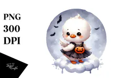 Washed Watercolor Halloween Swan PNG Product Image 1