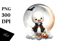 Washed Watercolor Halloween Swan PNG Product Image 1