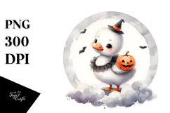 Washed Watercolor Halloween Swan PNG Product Image 1